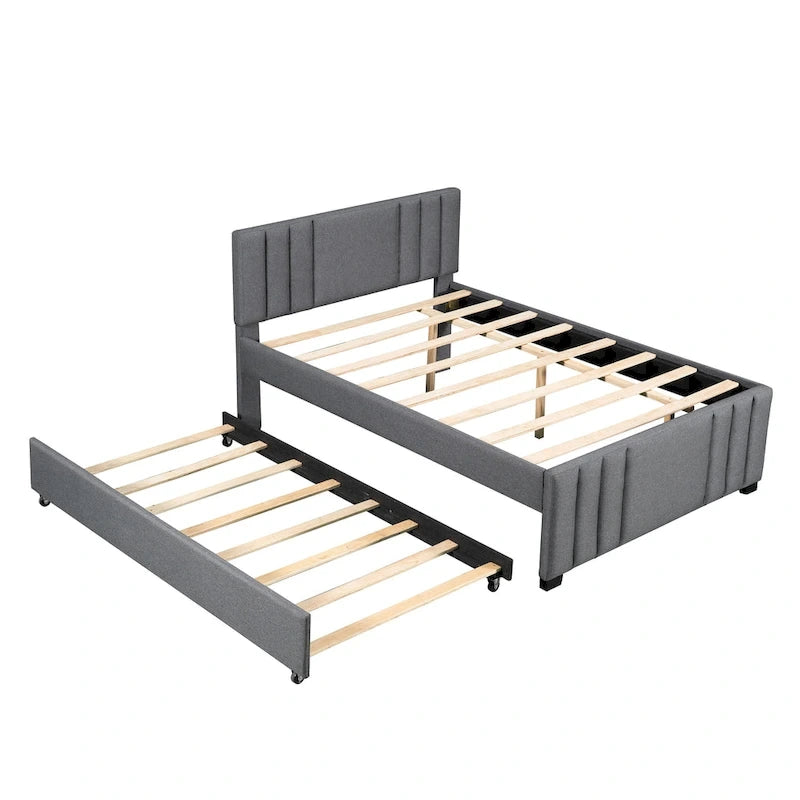 Letto a piattaforma imbottito con letto estraibile