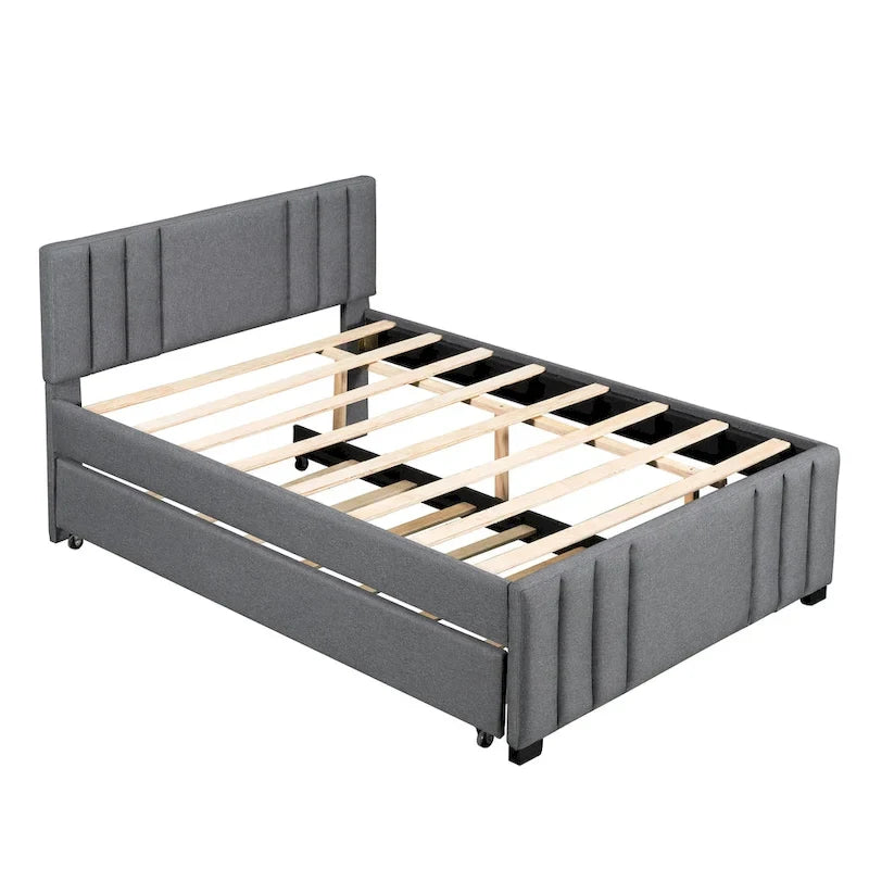 Letto a piattaforma imbottito con letto estraibile