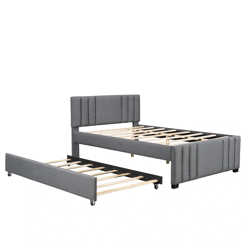 Letto a piattaforma imbottito con letto estraibile