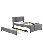 Letto a piattaforma imbottito con letto estraibile