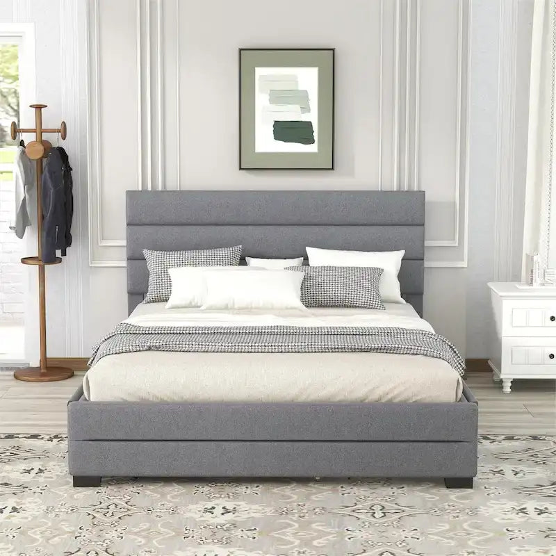 Letto a piattaforma imbottito con letto estraibile