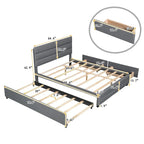 Letto a piattaforma imbottito con letto estraibile