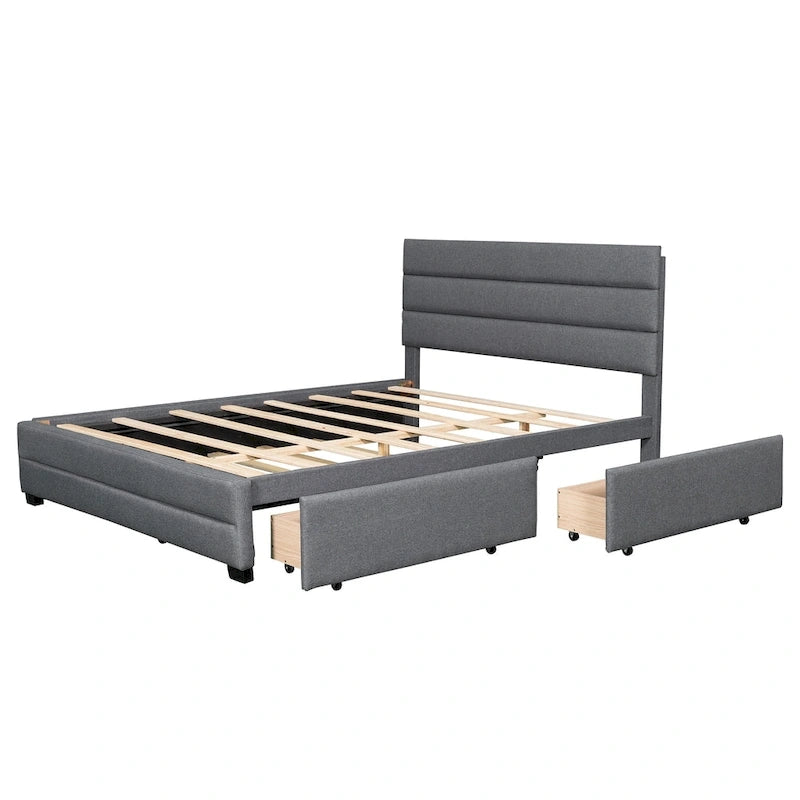 Letto a piattaforma imbottito con letto estraibile