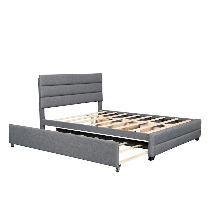 Letto a piattaforma imbottito con letto estraibile