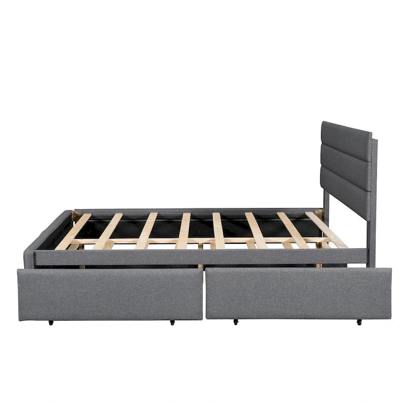 Letto a piattaforma imbottito con letto estraibile