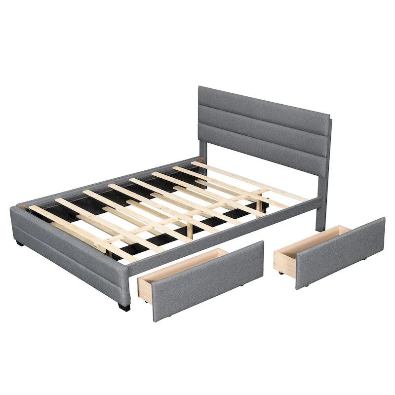Letto a piattaforma imbottito con letto estraibile