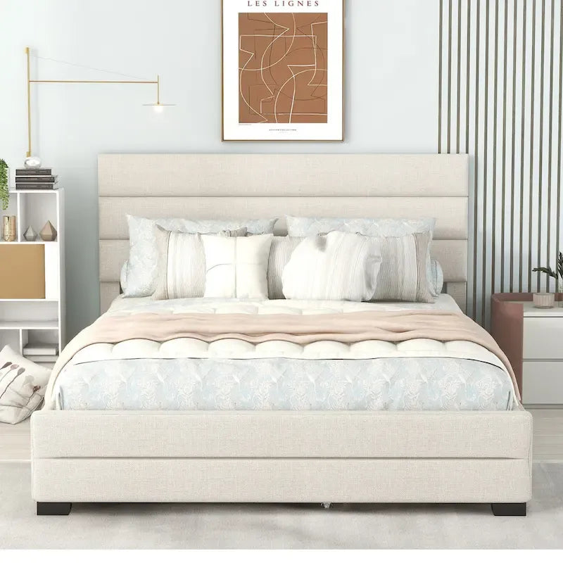 Letto a piattaforma imbottito con letto estraibile