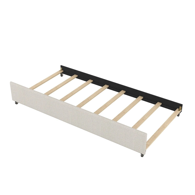 Letto a piattaforma imbottito con letto estraibile