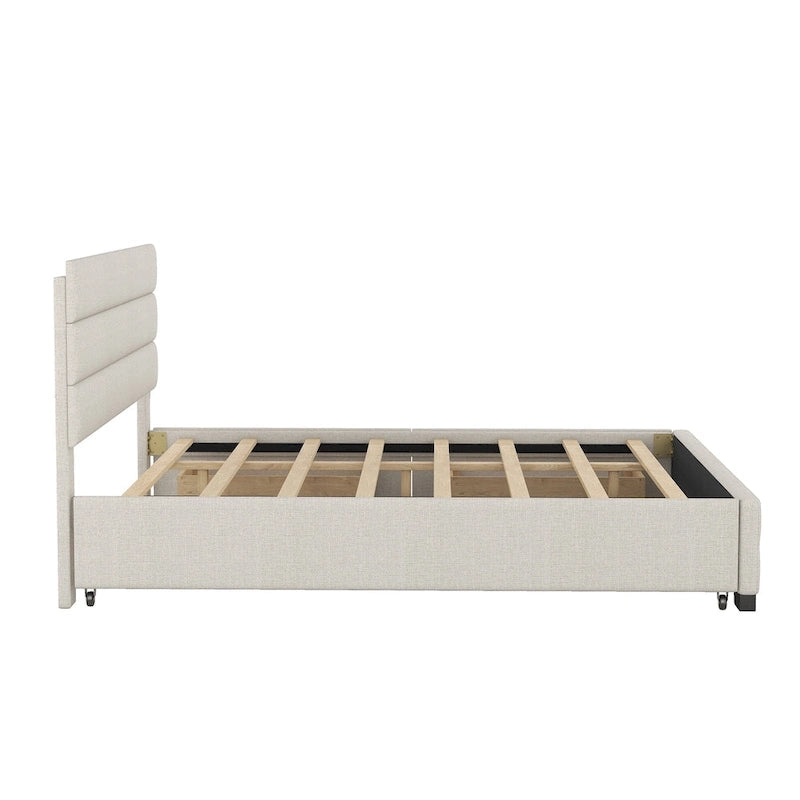 Letto a piattaforma imbottito con letto estraibile