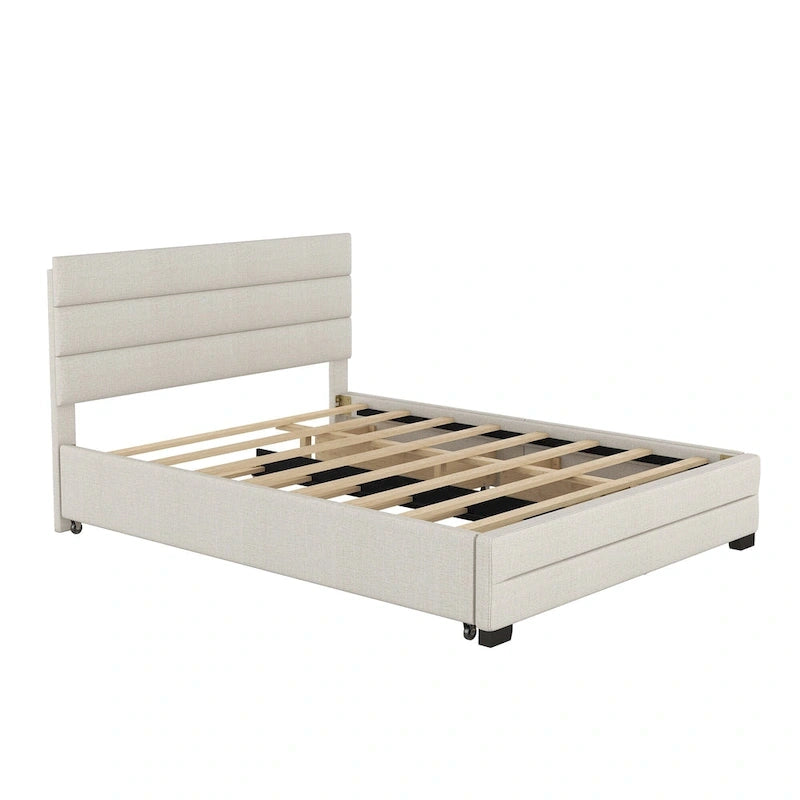 Letto a piattaforma imbottito con letto estraibile