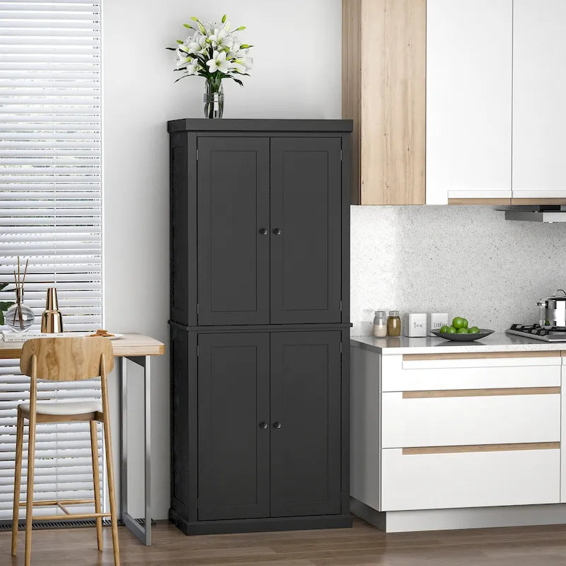 Dispensa moderna a libera installazione a 4 ante con 6 ripiani per cucina