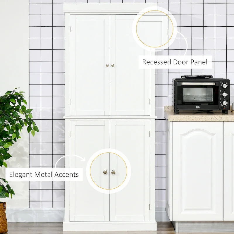 Dispensa moderna a libera installazione a 4 ante con 6 ripiani per cucina