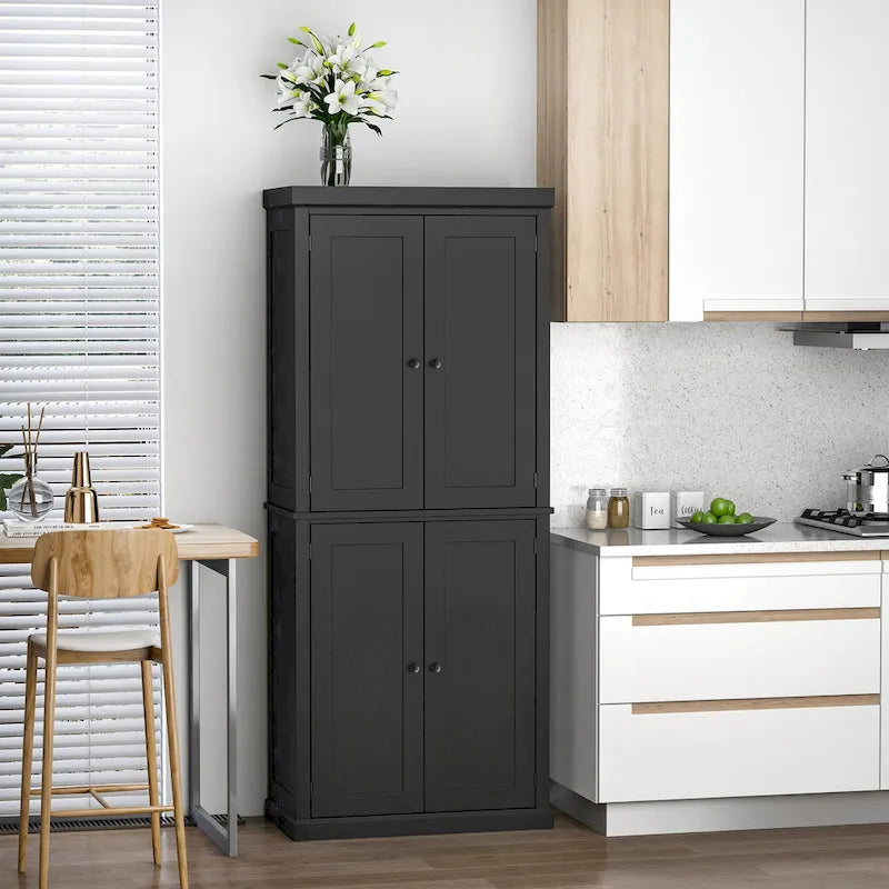 Dispensa moderna a libera installazione a 4 ante con 6 ripiani per cucina