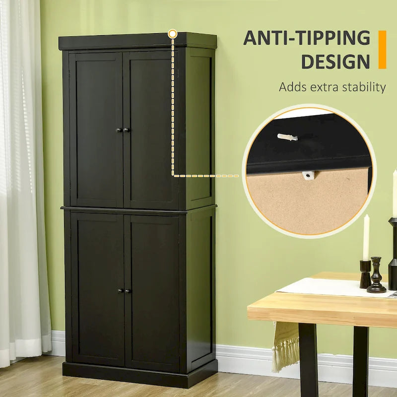 Dispensa moderna a libera installazione a 4 ante con 6 ripiani per cucina