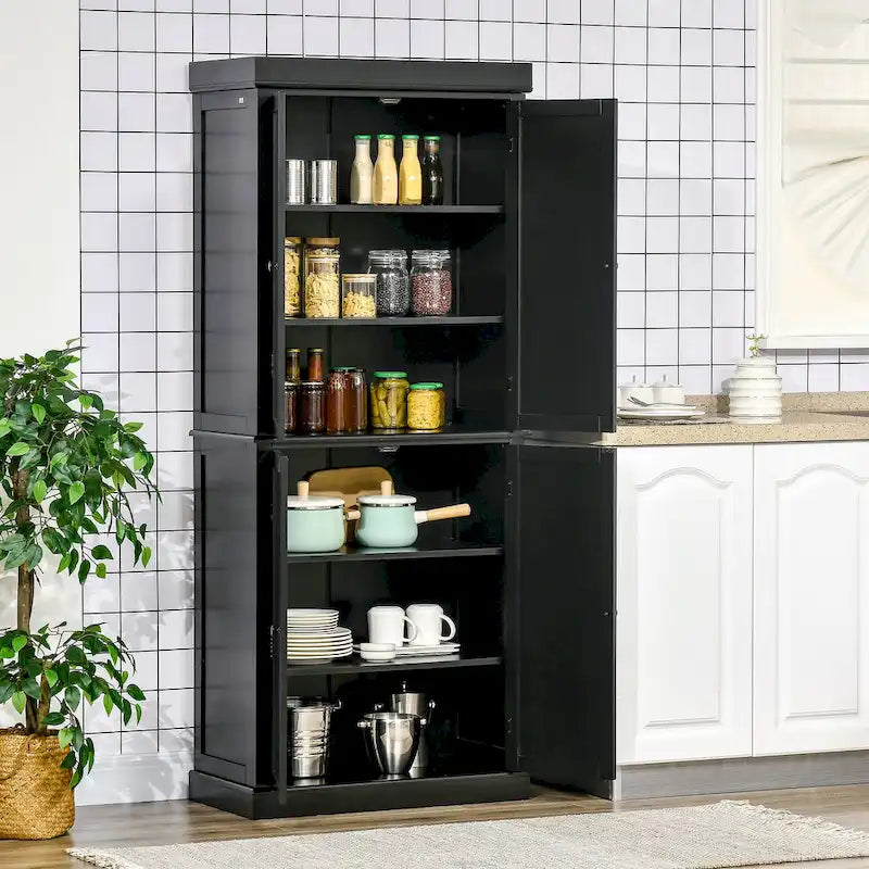 Dispensa moderna a libera installazione a 4 ante con 6 ripiani per cucina