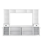Mobile TV con ponte, porta TV con ripiani regolabili per TV fino a 75 pollici, due console multimediali