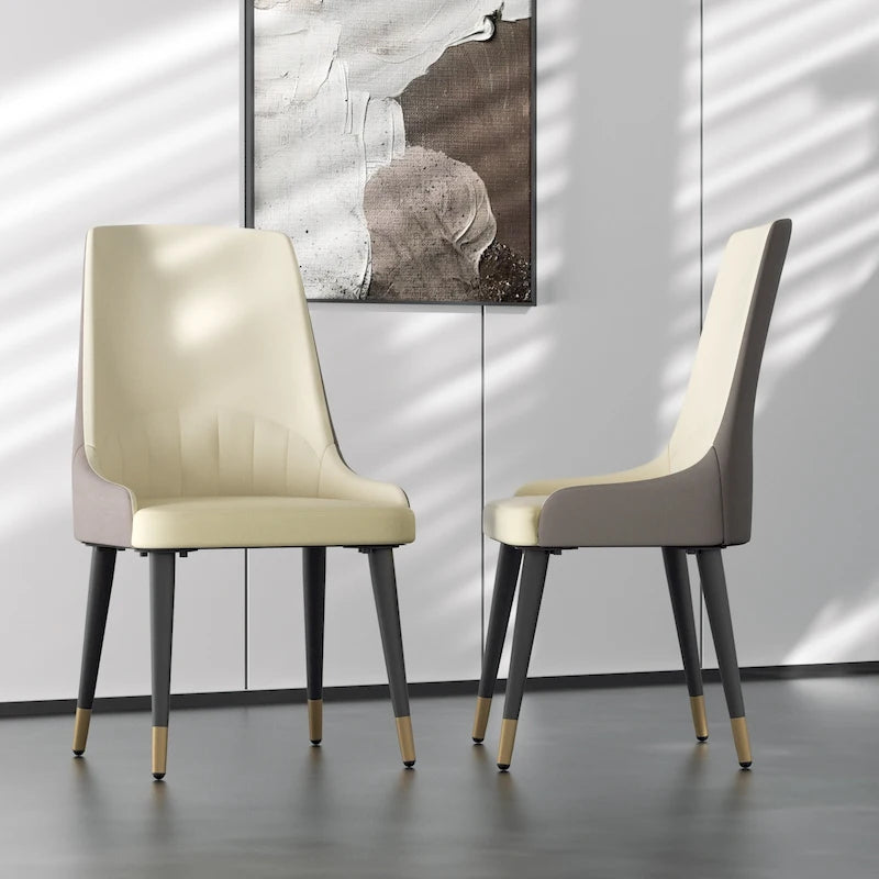 2 sedie da pranzo contemporanee in pelle - 18x19.7x32.3 pollici