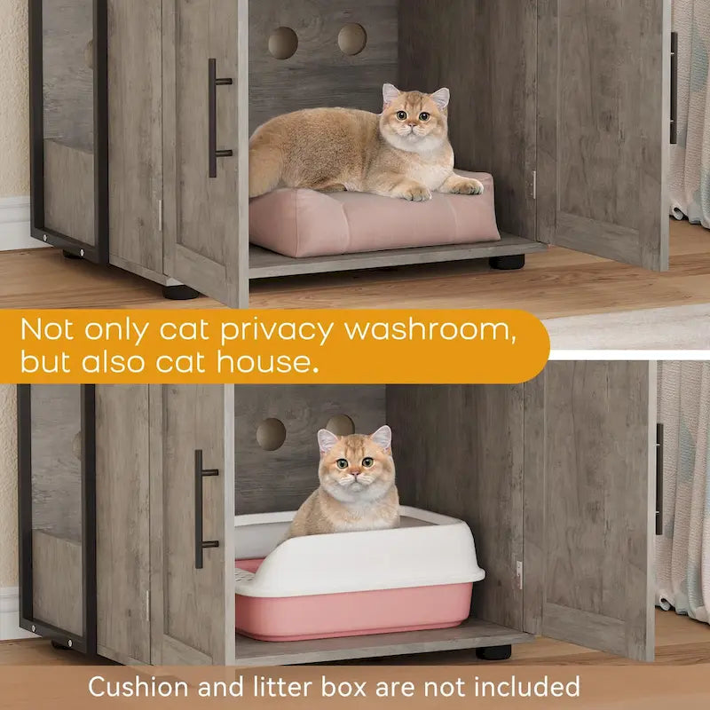 Mobile per Lettiera Gatto 2 in 1 con 3 Ripiani e Sportello