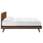 Letto a piattaforma Queen Mid-Century Modern con venature del legno