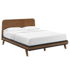 Letto a piattaforma Queen Mid-Century Modern con venature del legno