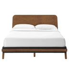Letto a piattaforma Queen Mid-Century Modern con venature del legno