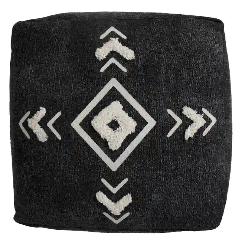 Pouf rotondo nero da 18 pollici 100% cotone