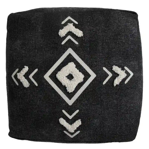 Pouf rotondo nero da 18 pollici 100% cotone