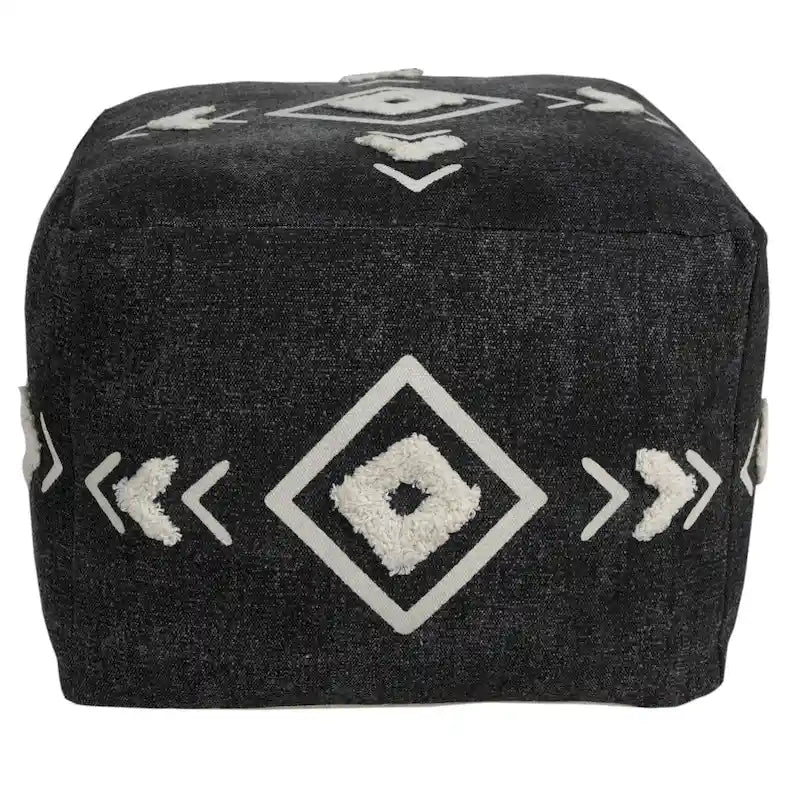 Pouf rotondo nero da 18 pollici 100% cotone