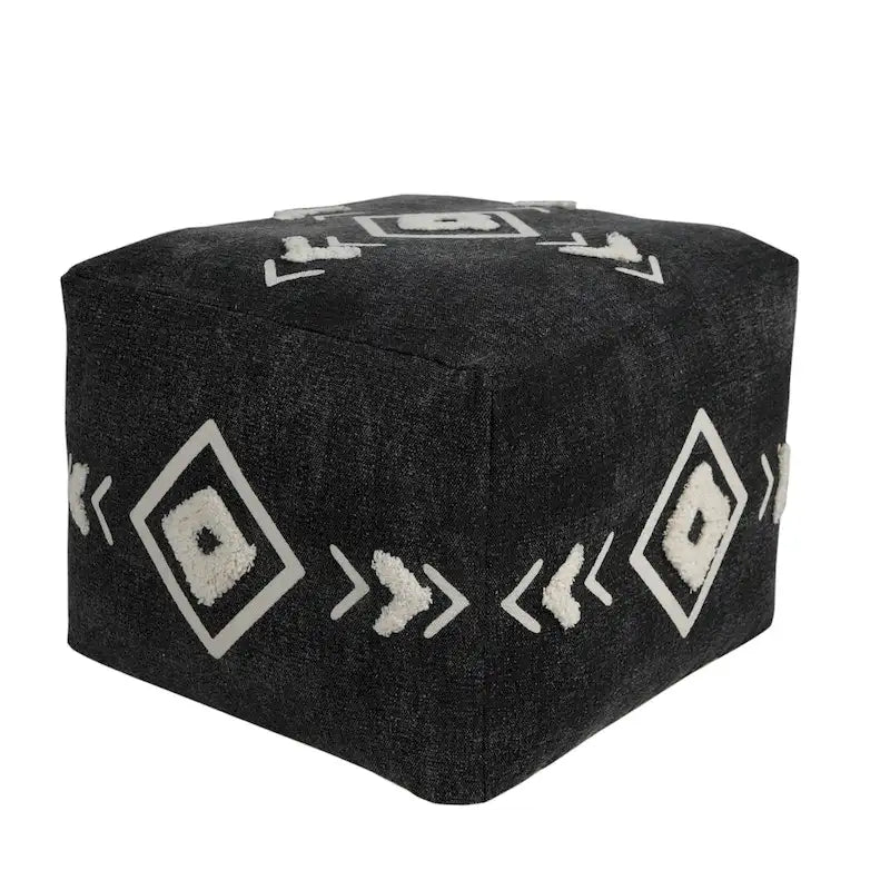 Pouf rotondo nero da 18 pollici 100% cotone