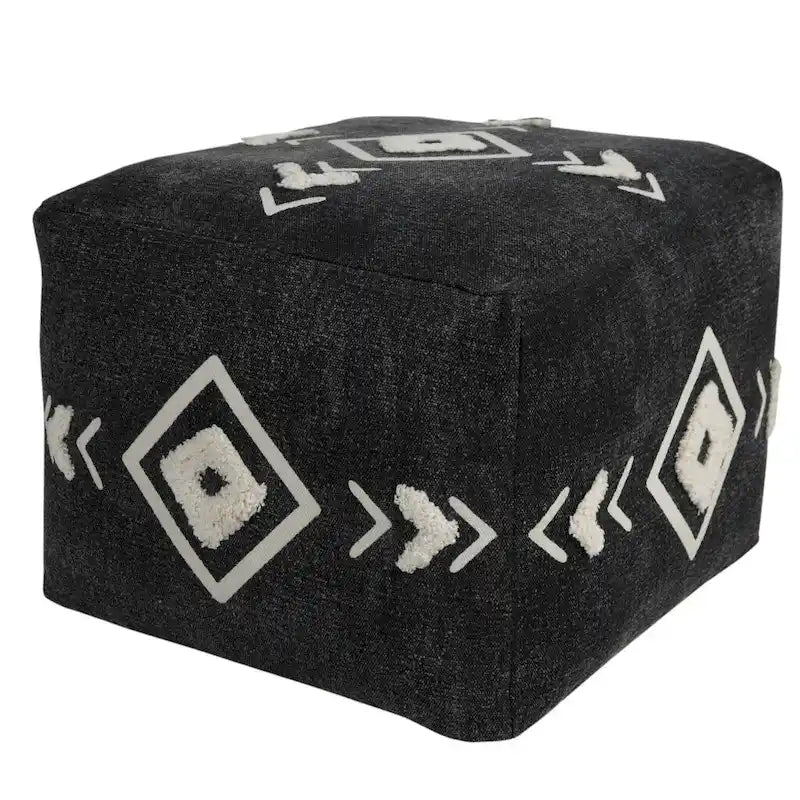Pouf rotondo nero da 18 pollici 100% cotone