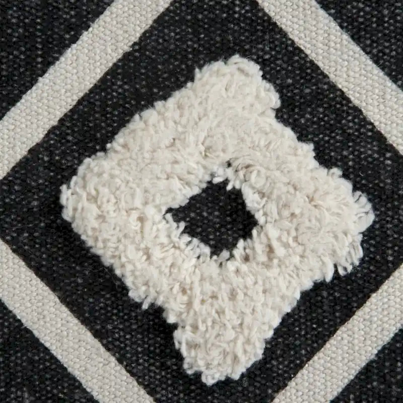 Pouf rotondo nero da 18 pollici 100% cotone