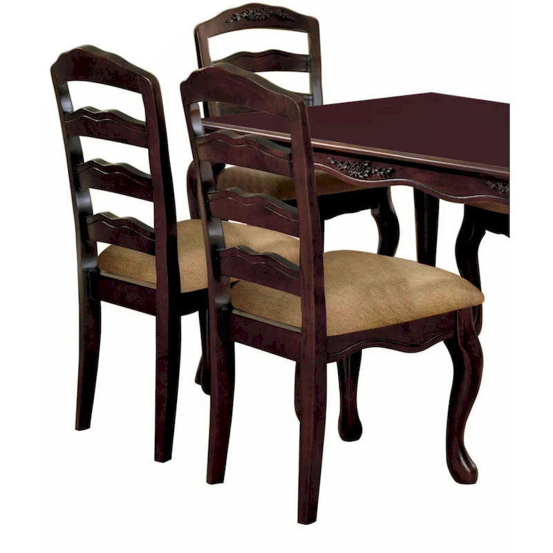Set di 2 sedie da pranzo in noce scuro con finitura transizionale, in legno massello, per cucina o sala da pranzo, con schienale a pioli