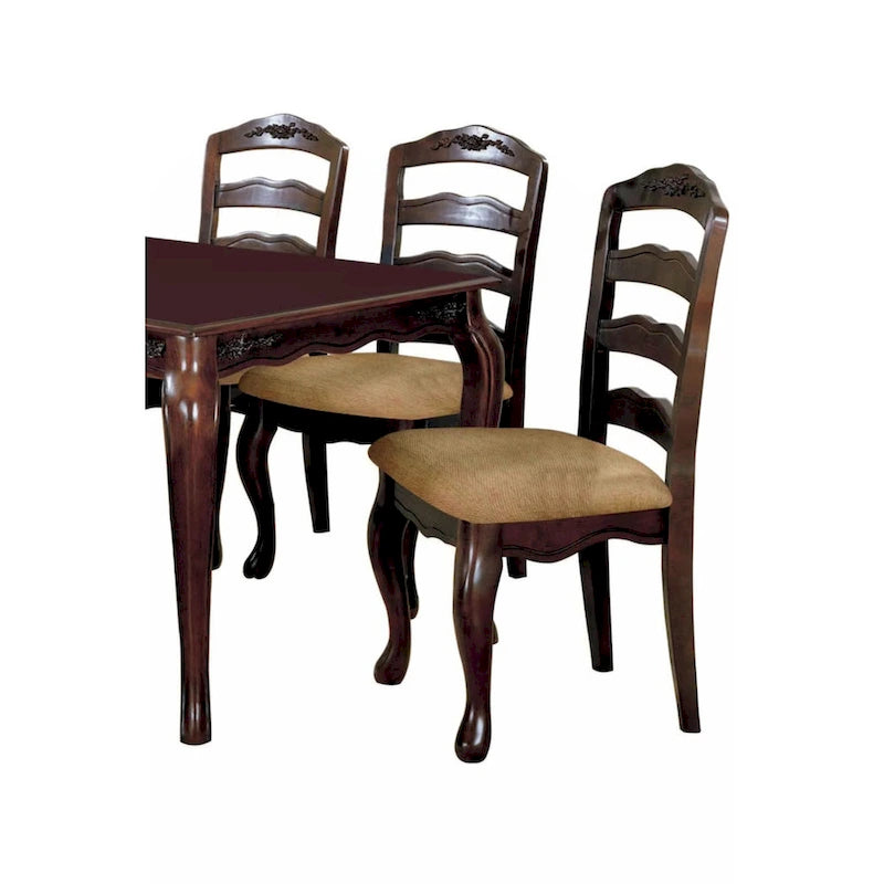 Set di 2 sedie da pranzo in noce scuro con finitura transizionale, in legno massello, per cucina o sala da pranzo, con schienale a pioli