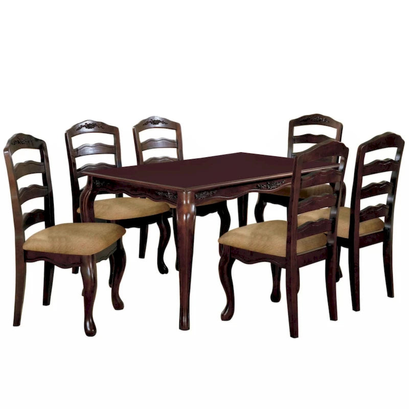 Set di 2 sedie da pranzo in noce scuro con finitura transizionale, in legno massello, per cucina o sala da pranzo, con schienale a pioli