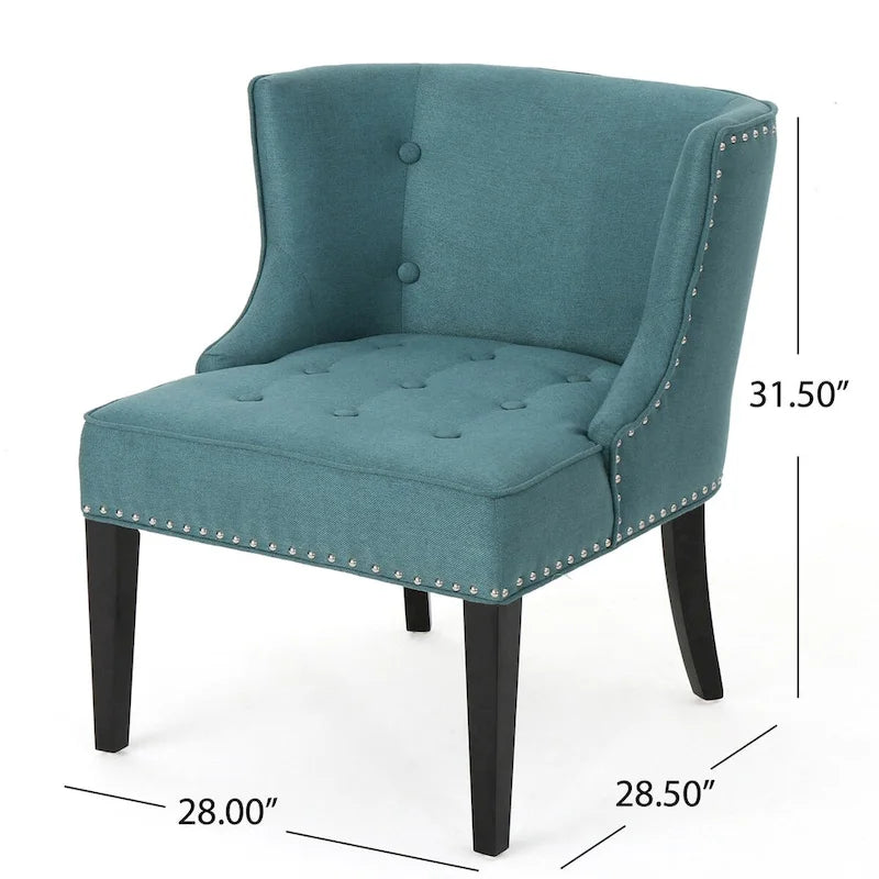 Poltrona occasionale in tessuto, verde acqua scuro, per soggiorno e camera da letto