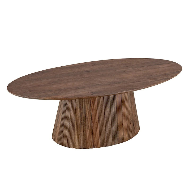 Tavolino da Caffè Mid-Century Modern in Legno Marrone con Base Scanalata