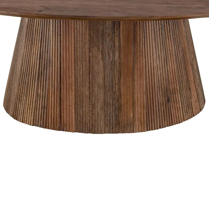 Tavolino da Caffè Mid-Century Modern in Legno Marrone con Base Scanalata