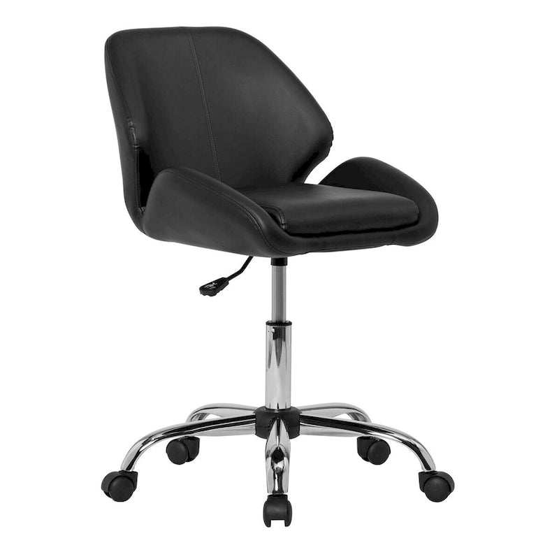 Sedia da ufficio regolabile in similpelle con base cromata