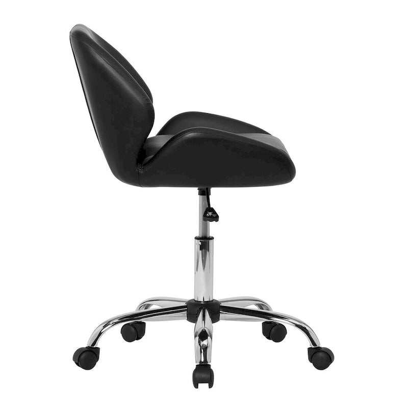 Sedia da ufficio regolabile in similpelle con base cromata