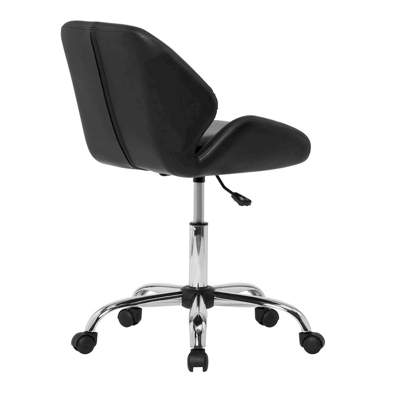 Sedia da ufficio regolabile in similpelle con base cromata