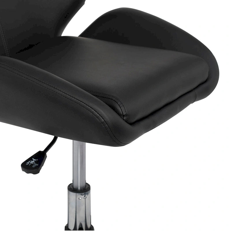 Sedia da ufficio regolabile in similpelle con base cromata