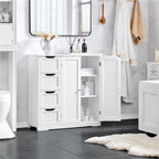 Mobiletto da bagno con ripiano regolabile, bianco