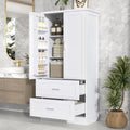 Mobile colonna da bagno alto, Armadietto con due ante e cassetti, Ripiano regolabile, Pannello in MDF, Bianco