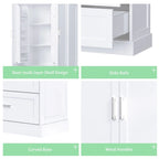 Mobile colonna da bagno alto, Armadietto con due ante e cassetti, Ripiano regolabile, Pannello in MDF, Bianco