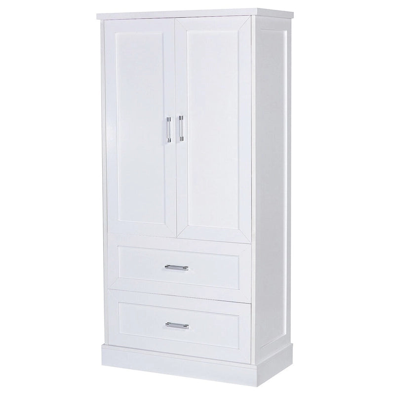 Mobile colonna da bagno alto, Armadietto con due ante e cassetti, Ripiano regolabile, Pannello in MDF, Bianco