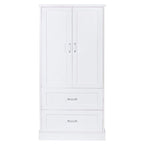 Mobile colonna da bagno alto, Armadietto con due ante e cassetti, Ripiano regolabile, Pannello in MDF, Bianco