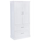Mobile colonna da bagno alto, Armadietto con due ante e cassetti, Ripiano regolabile, Pannello in MDF, Bianco