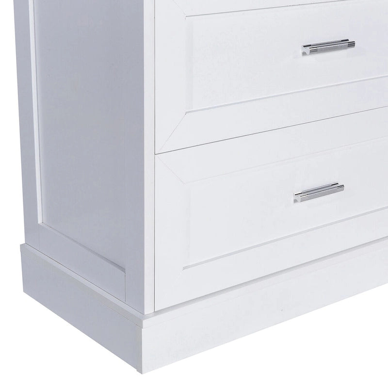 Mobile colonna da bagno alto, Armadietto con due ante e cassetti, Ripiano regolabile, Pannello in MDF, Bianco
