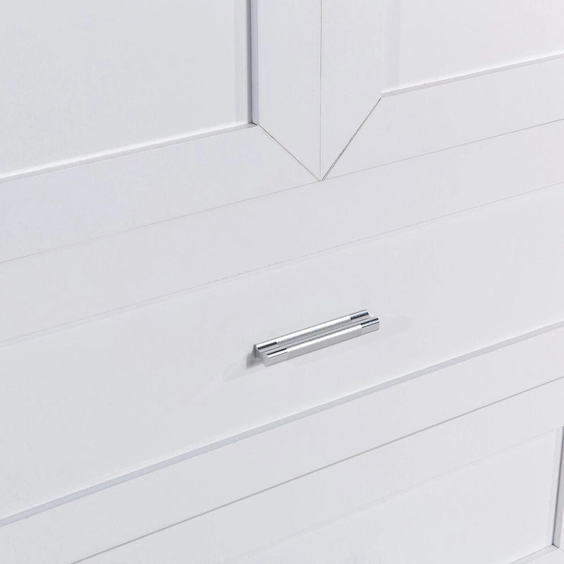 Mobile colonna da bagno alto, Armadietto con due ante e cassetti, Ripiano regolabile, Pannello in MDF, Bianco